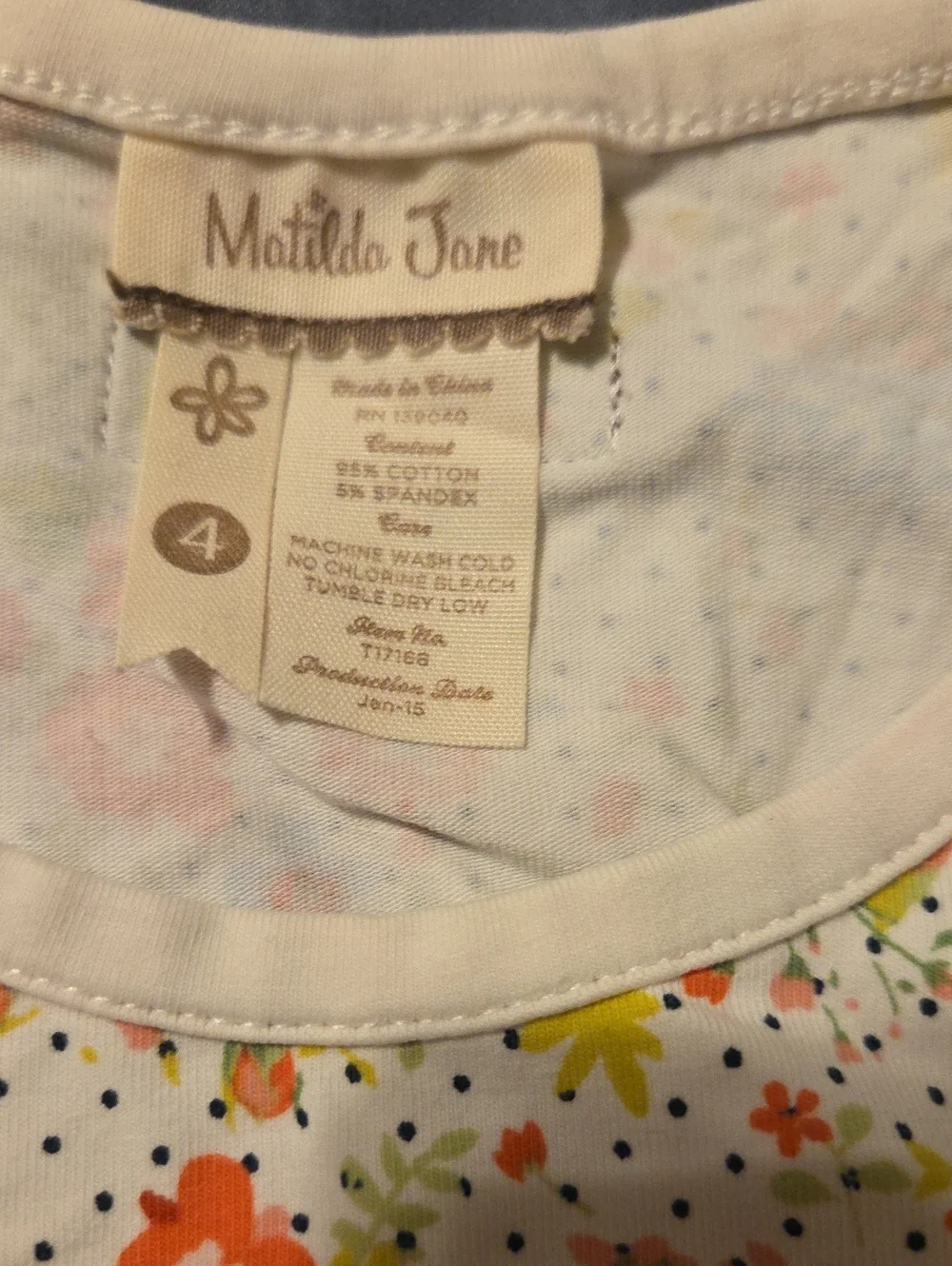 Matilda Jane White Floral Sleeveless Top with Pink Coral & Light Blue Flowers